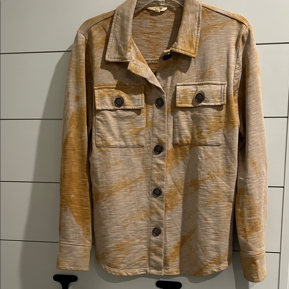 Mystree Jackets & Blazers - Mystree Tan and Brown Button Up Shirt Jacket